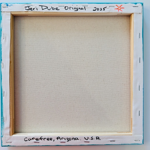 Original Painting Abstract Collectible Flowers Vase 12" x 12" Canvas - Picture 8 of 9